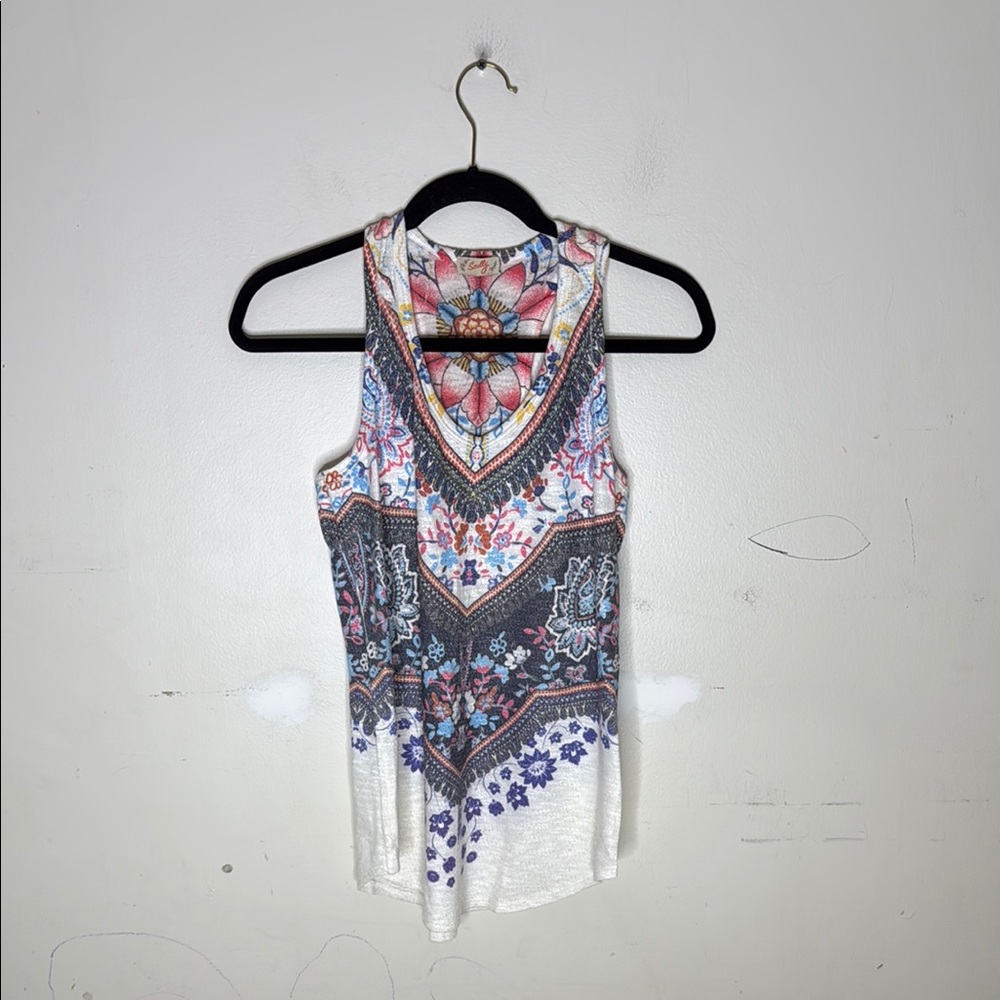 Scully Blue and Red Graphic Sleeveless Tank Top Size Small